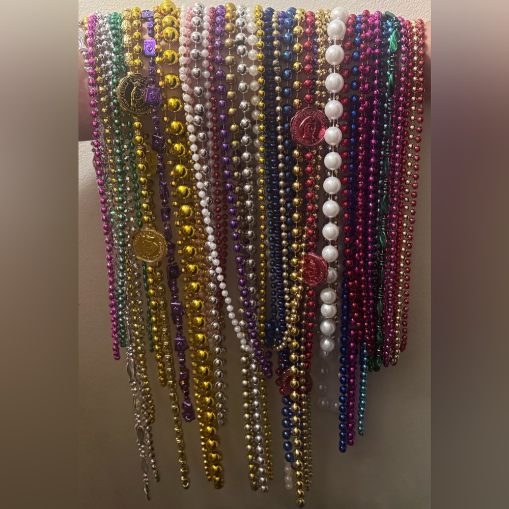 Colorful Beaded Necklace Set Lot of 50+ Mardi Gras Beads and Necklaces